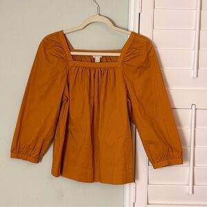 J.Crew Square Neck Peasant Blouse Small Mustard